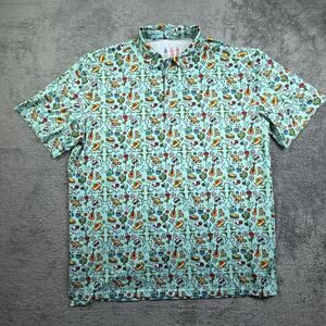 Tropical Bros Dia De Los Muertos Polo Shirt Mens XL Day of The Dead Party Blue